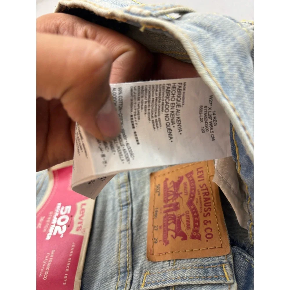 Levis 502 Regular Taper Boys Jeans Light Wash Stretch Denim 14 Reg 27x29